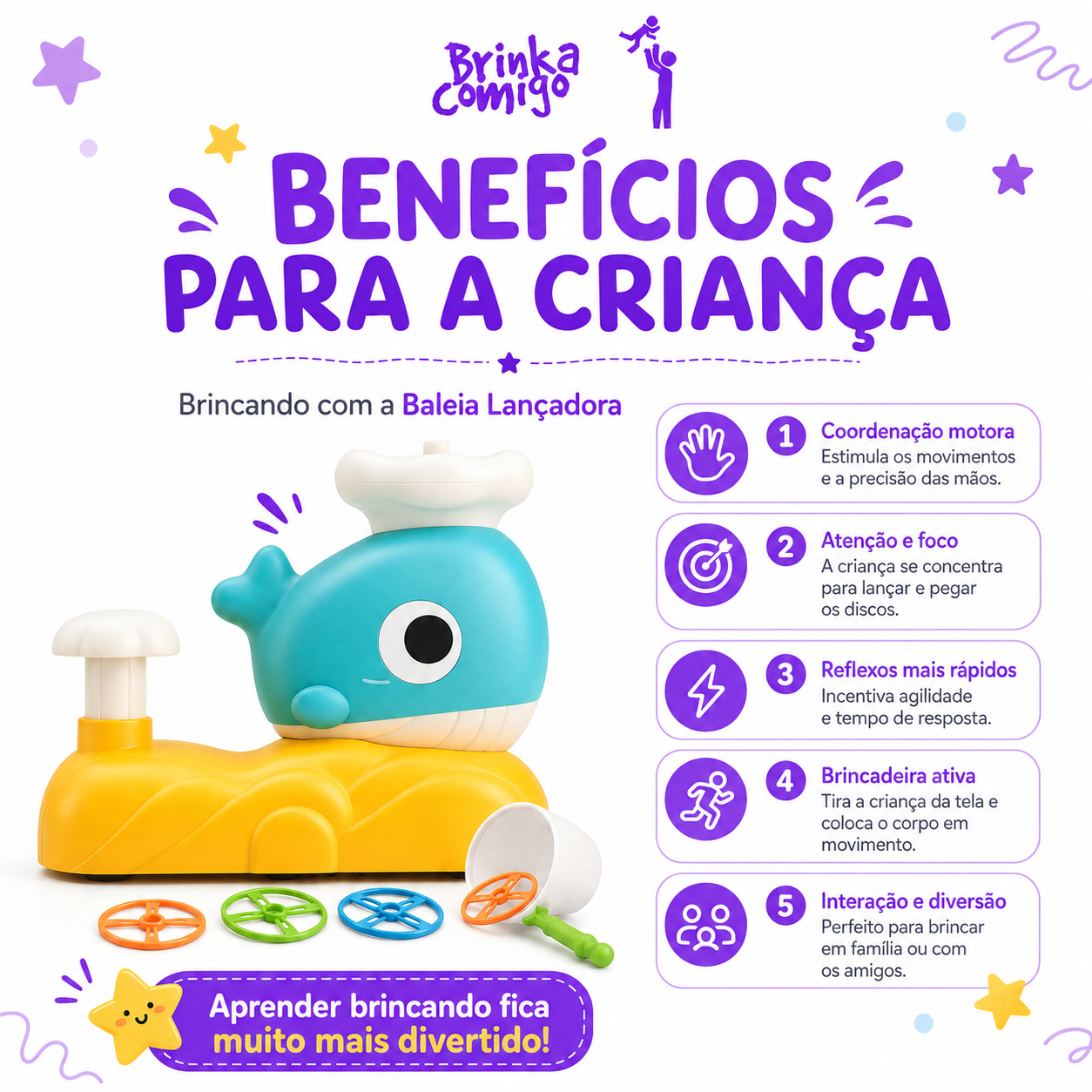 Baleia Lançadora — Brinquedo Educativo de Coordenação Motora | +3 Anos
