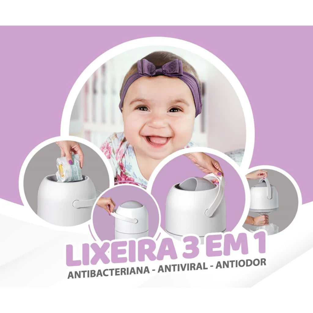 Lixeira Mágica Antiodor 3 em 1 para Bebê, Banheiro e Pets