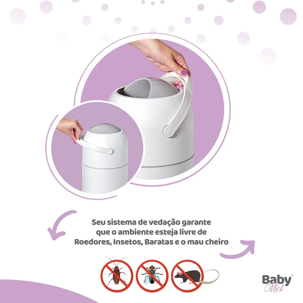 Lixeira Mágica Antiodor 3 em 1 para Bebê, Banheiro e Pets