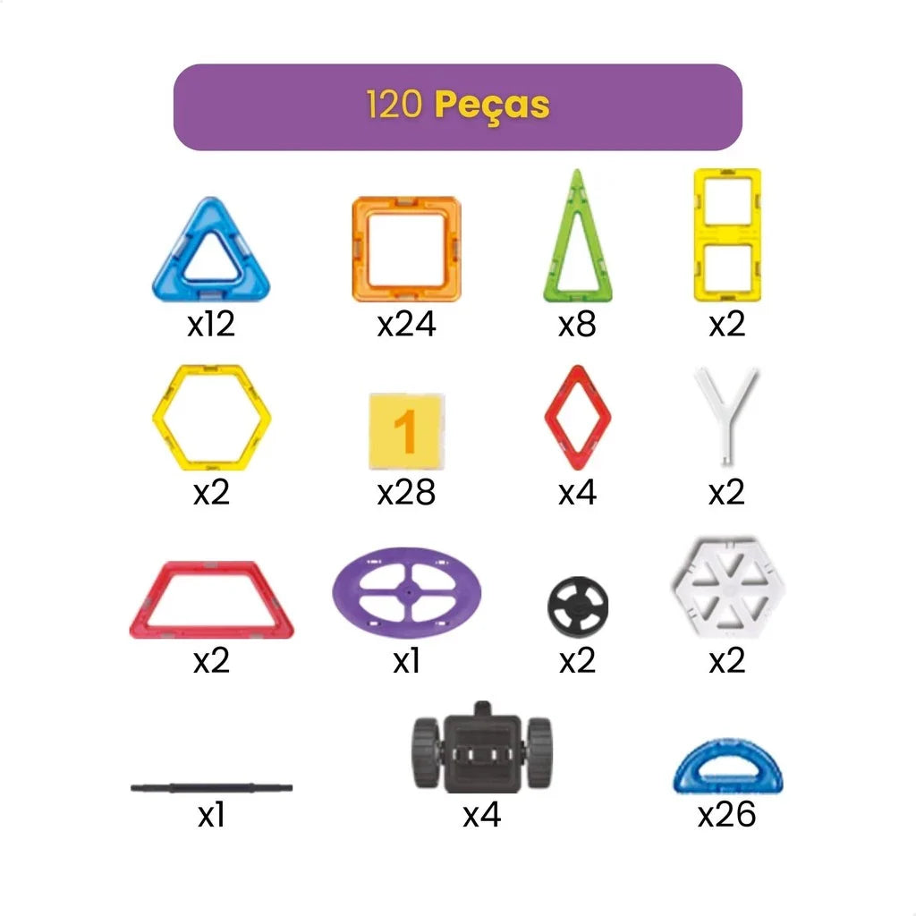 Desperte a Criatividade das Crianças com os Blocos de Montar Magnéticos - 120 Peças!