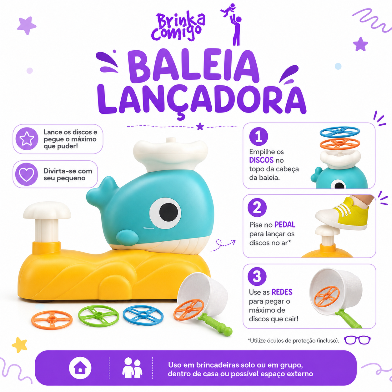 Baleia Lançadora — Brinquedo Educativo de Coordenação Motora | +3 Anos