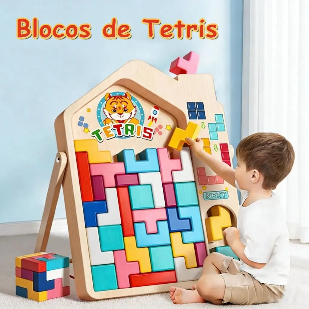 Bloco Tetris de Madeira Montessori