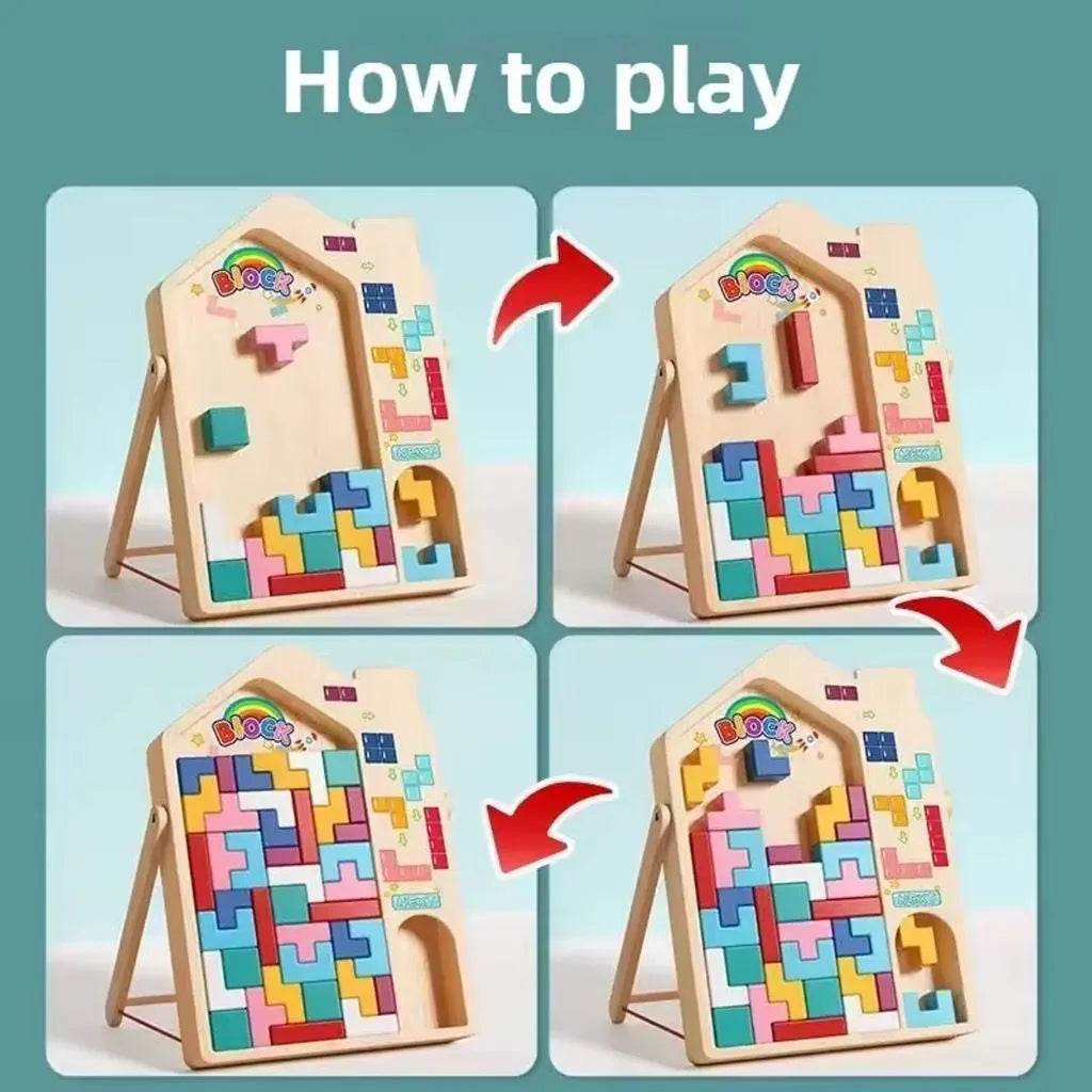 Bloco Tetris de Madeira Montessori