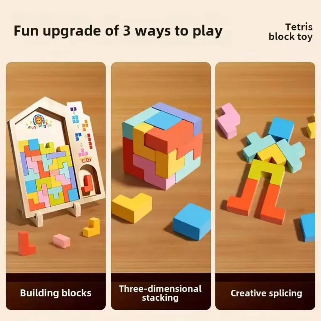 Bloco Tetris de Madeira Montessori