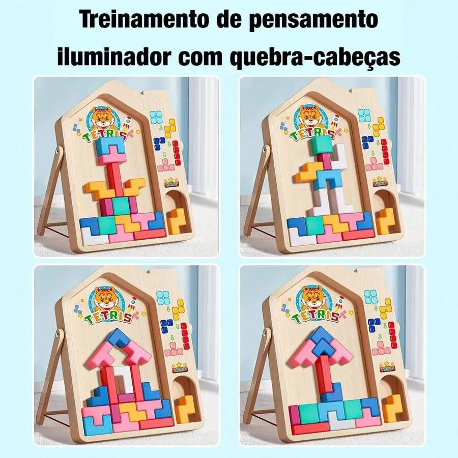 Bloco Tetris de Madeira Montessori