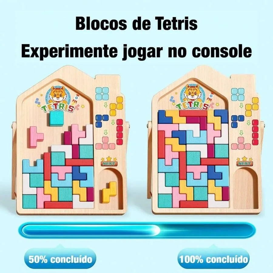 Bloco Tetris de Madeira Montessori