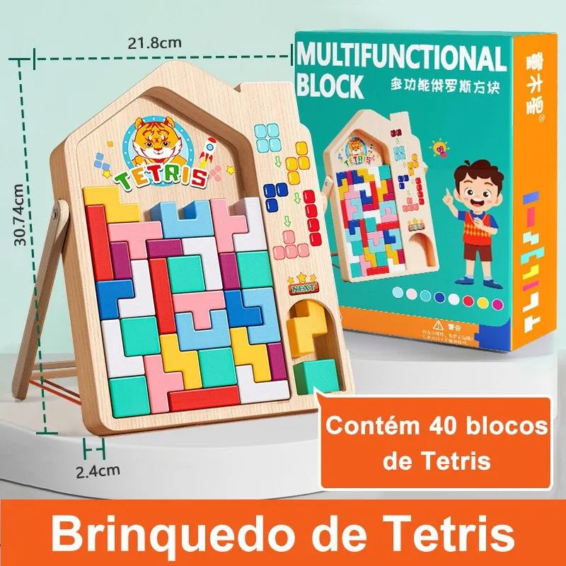 Bloco Tetris de Madeira Montessori