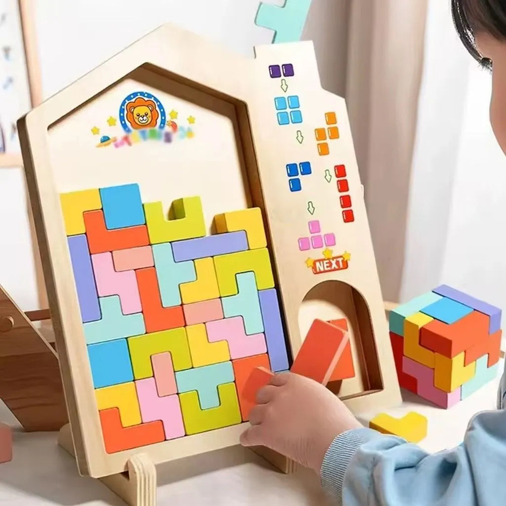 Bloco Tetris de Madeira Montessori